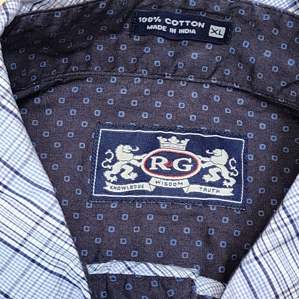 Robert Graham Mens XL Blue Diagonal Plaid Button Up Shirt‎ Navy Flip Cuff - Picture 4 of 5